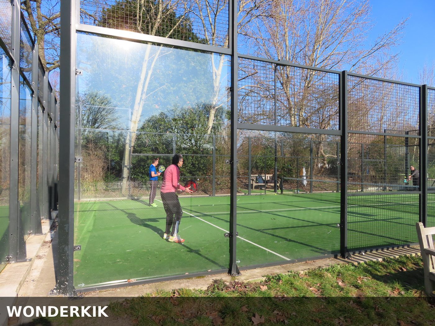 Regent's Park padel court, showing glass walls